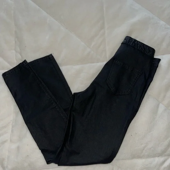 black coated faux leather pants - Picture 4 of 7